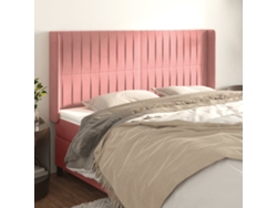 Cabecero Con Orejas De Terciopelo Rosa 163x16x118/128 Cm