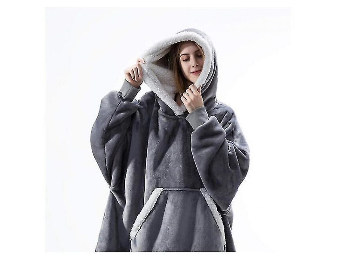 Rebe-chaqueta Oversize De Lana Suave Con Capucha Y Bolsillo Para Invierno Sve Negro