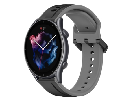 Correa Smartwatch para Amazfit GTR 3 Silicona Bicolor con Bucle Convexo de 22mm (Negro + Gris)