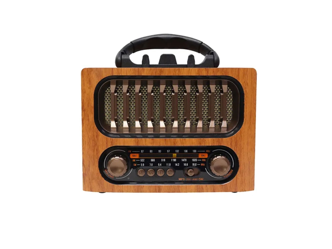Radio Retro Klack Portátil – Efecto Madera, Fm/am, Altavoz Bluetooth, Usb Y Microsd | Funciona Con Pilas O Batería