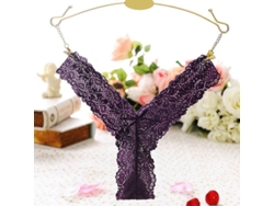2026-tanga Mujer Sexy Encaje Transparente Malla Algodón Baja Cadera Estampado Floral Talla Única
