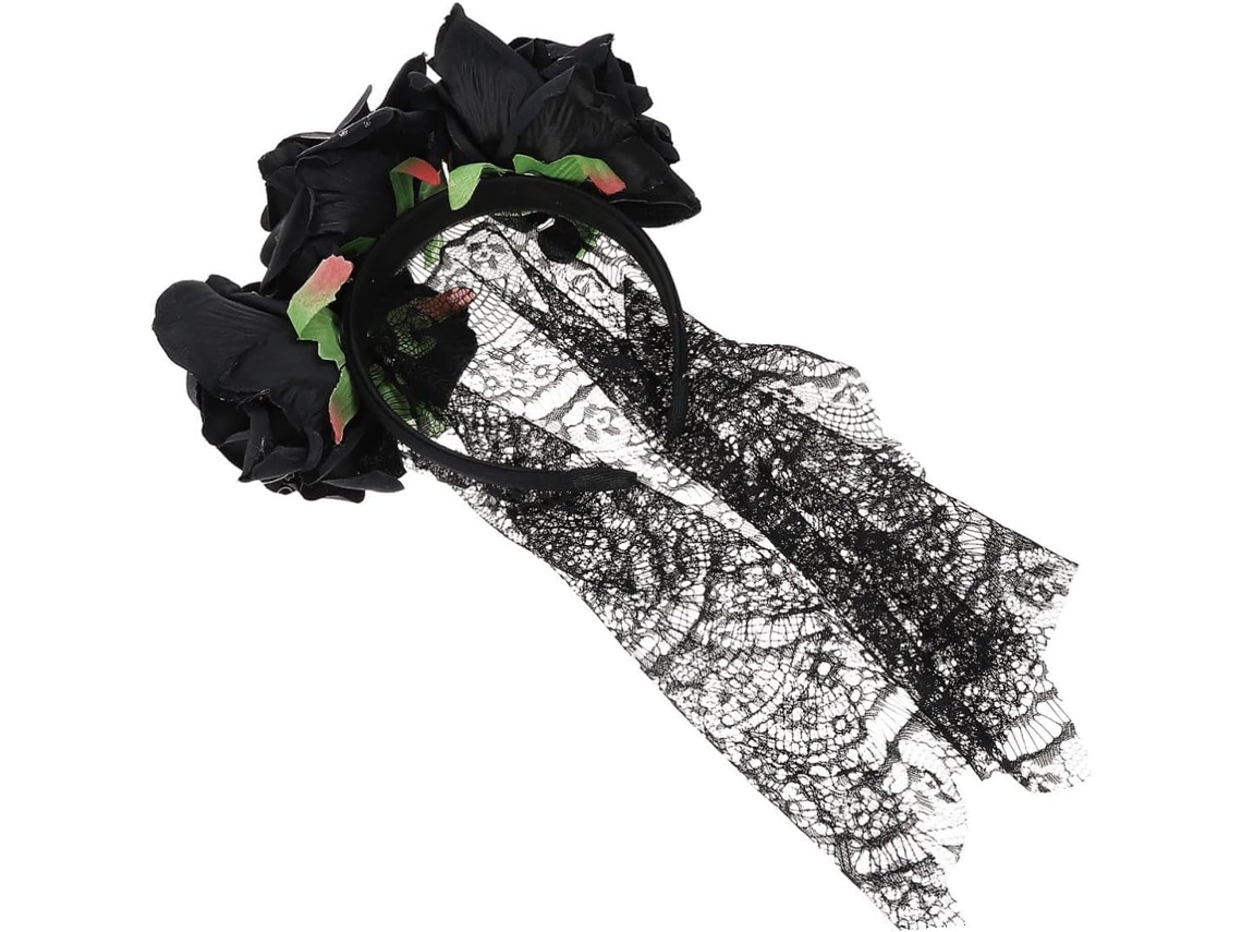 Nuobesty Tiara De Renda Rosa Coroa De Flores Acessório De Cabelo Para O Halloween