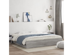 Cama Con Cajones Madera Ingeniería Gris Sonoma 160x200 Cm