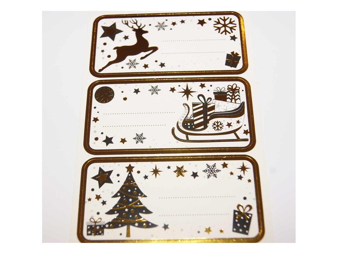12 Pegatinas GLOBAL GIFT de Navidad - Oro Chic