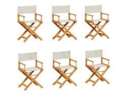 Maison Exclusive - 6 Pcs Cadeiras De Jardim Dobráveis Tecido Branco Nata