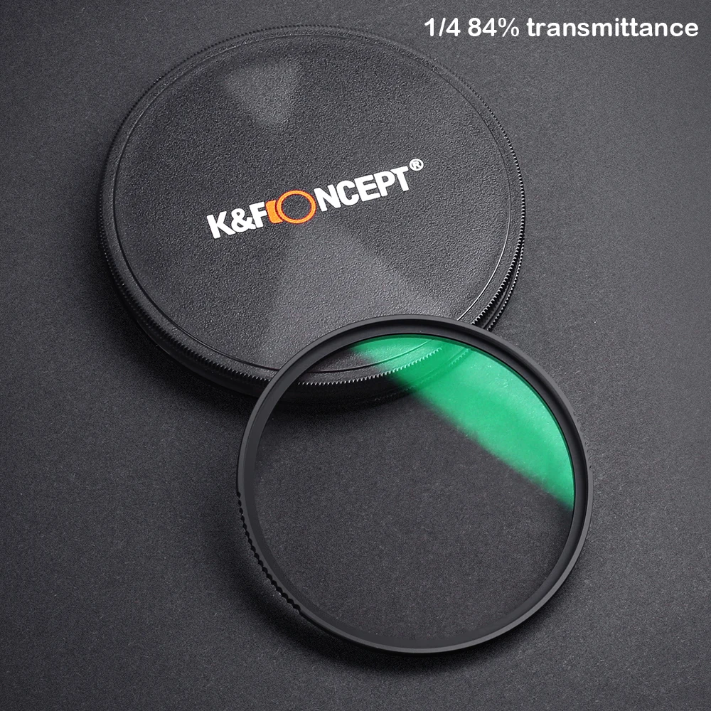 Filtro difusor de niebla negra de 1/4" x 1/8" con revestimiento multicapa, transmitancia 0,84, 82 mm