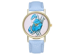 Reloj De Pulsera De Cuarzo Con Correa De Piel Sintética, Estilo Sencillo De Dibujos Animados, Modelo T165-a, Azul Claro.