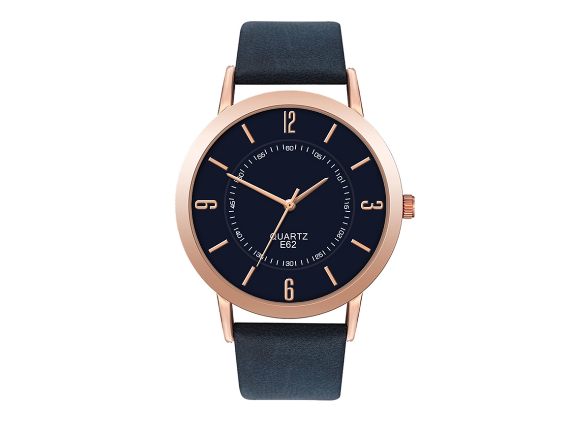 Reloj De Pulsera Unisex De Cuarzo Con Esfera Redonda, Estilo Moderno, En Piel Sintética Azul.