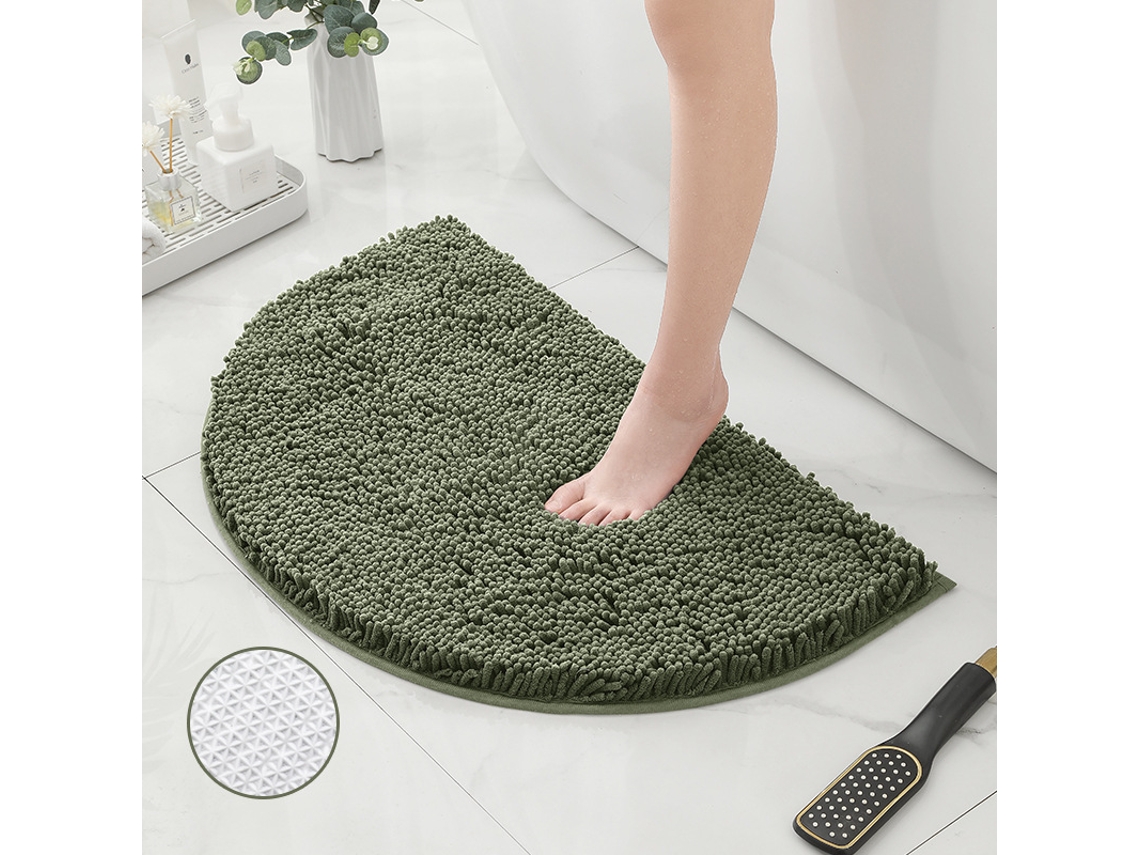 Alfombra de Baño LUUCOZK Antideslizantes Decoración Secado Rápido Absorbentesparte Inferior Tpr Poliéster Verde (50x80cm)