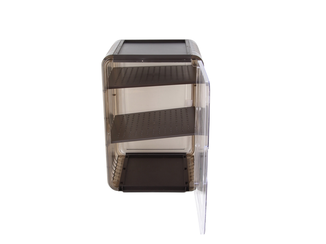 Portavasos transparente, apilable, resistente al polvo, para armario o escritorio, grande, negro