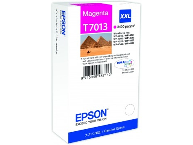 Cartucho de tinta original EPSON T7013, Pirámides 34,2 ml , Magenta, Alta, XXL, C13T70134010