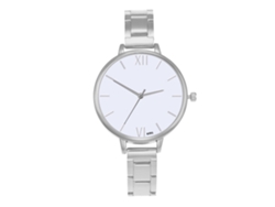 Reloj Analógico De Cuarzo Para Mujer Con Elegante Brazalete De Acero (plateado Y Blanco).