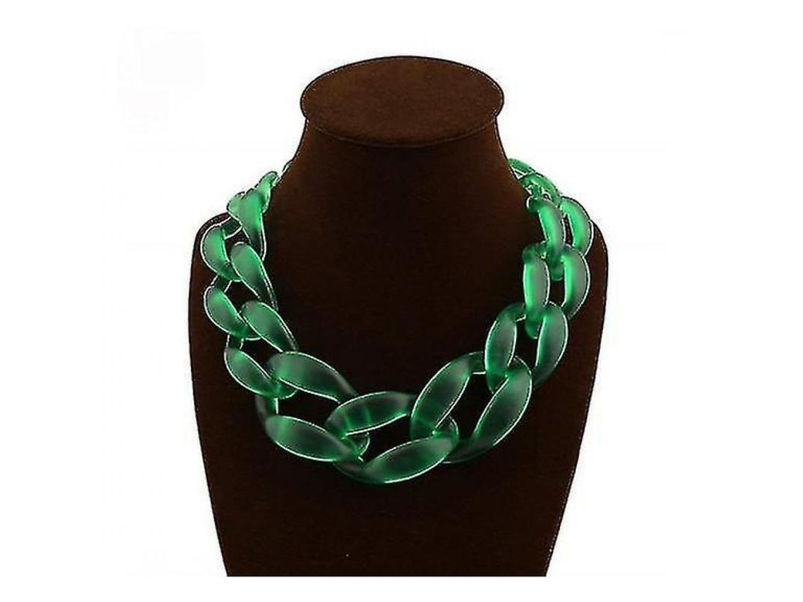 Collar Grosso De Resina Acrílica Vintage Con Diseño De Bib Y Cadenas Para Mujer Snp Verde