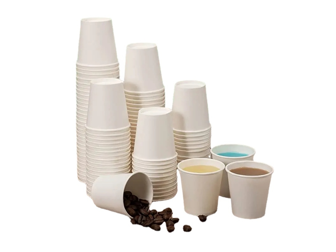 100 mini vasos desechables de papel blancos MDUG
