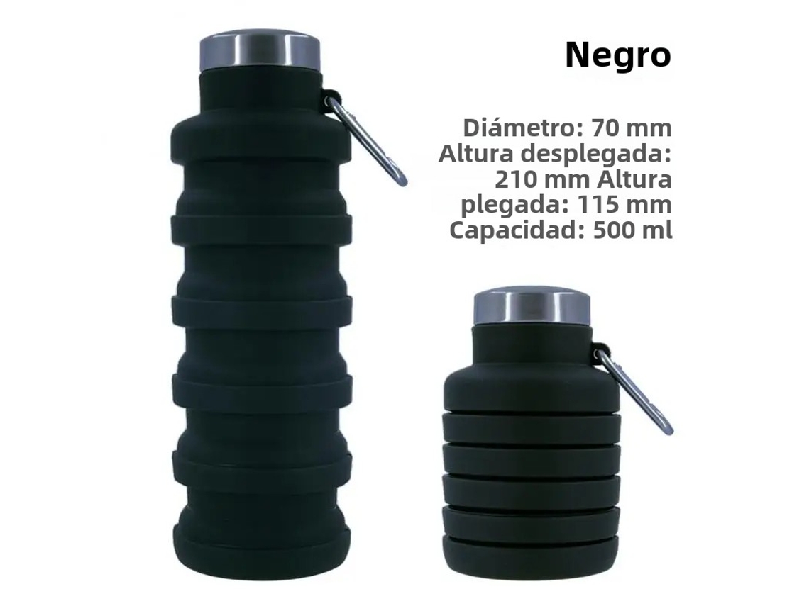 Garrafa de Água Reutilizável de Silicone Livre de Bpa MDUG (preta)