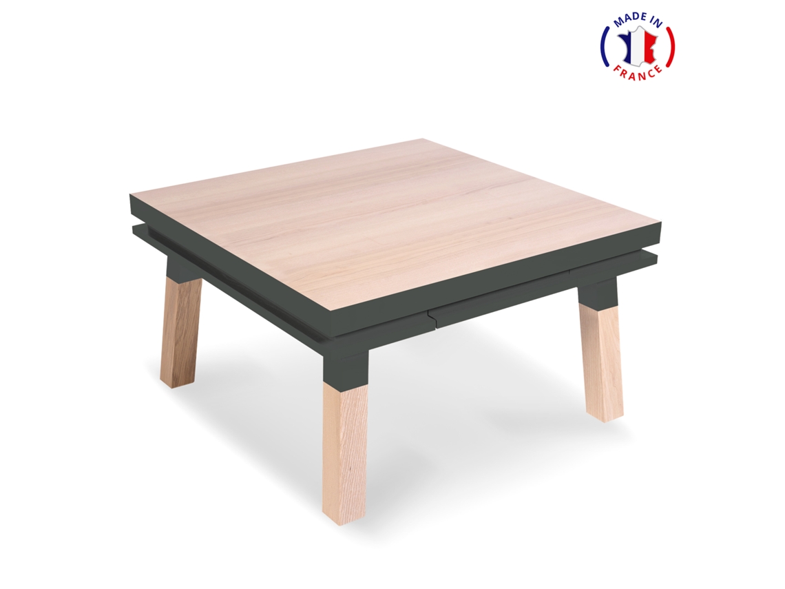 Mesa Cuadrada de Centro MON PETIT MEUBLE FRANÇAIS (Gris Chocolate Tanis - Madera - 80 x 45 x 80 cm)