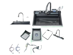 Fregadero de cocina de acero inoxidable con caño retráctil, 75 x 46, juego A, 1 unidad, OEM