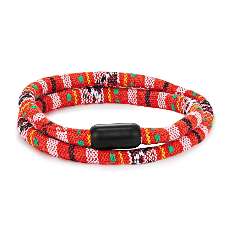 (rojo 17cm) Pulsera Sencilla De Cuerda Trenzada Colorida Para Parejas Con Colgante, Hecha A Mano, Estilo Étnico