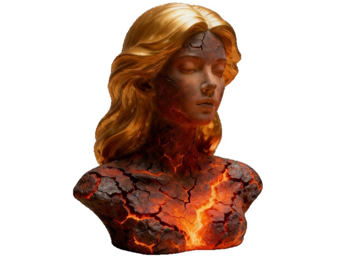 Estatua de niña de resina, estatua de niña de fuego, estatua de arte