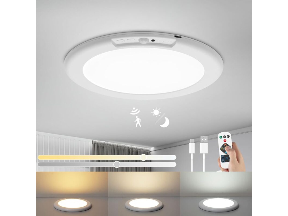 Lámpara De Techo Led Con Sensor De Movimiento Y Batería Recargable.