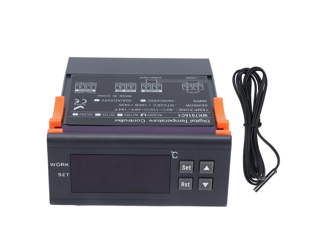 Controlador de temperatura digital con LCD, sonda y control electrónico CA 220 V/5 A