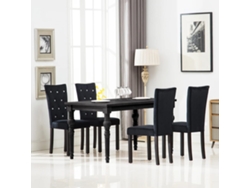 Pack 4 Uds Sillas De Comedor | Silla De Comida | Silla De Cocina Terciopelo Negro Wsd856743