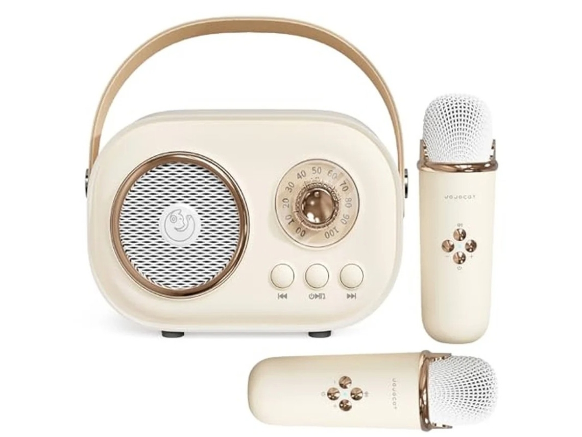 Mini máquina de karaoke para niños, altavoz Bluetooth portátil con 2 micrófonos inalámbricos, juguetes para niños y niñas, regalo C Yizhood