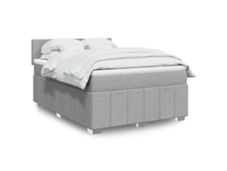 Cama Box Spring Con Colchón Tela Gris Claro 140x190 Cm