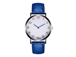 Reloj De Pulsera De Cuarzo Para Hombre Con Esfera Blanca Y Números En Oro Rosa - Azul Real