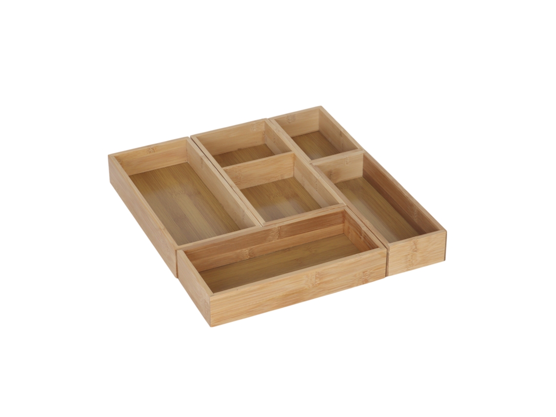 Relaxdays Set 5 Pz. Insertos Para Cajón, Organizador Universal Para Cubiertos, Maquillaje, Joyas, Bolígrafos, Bambú