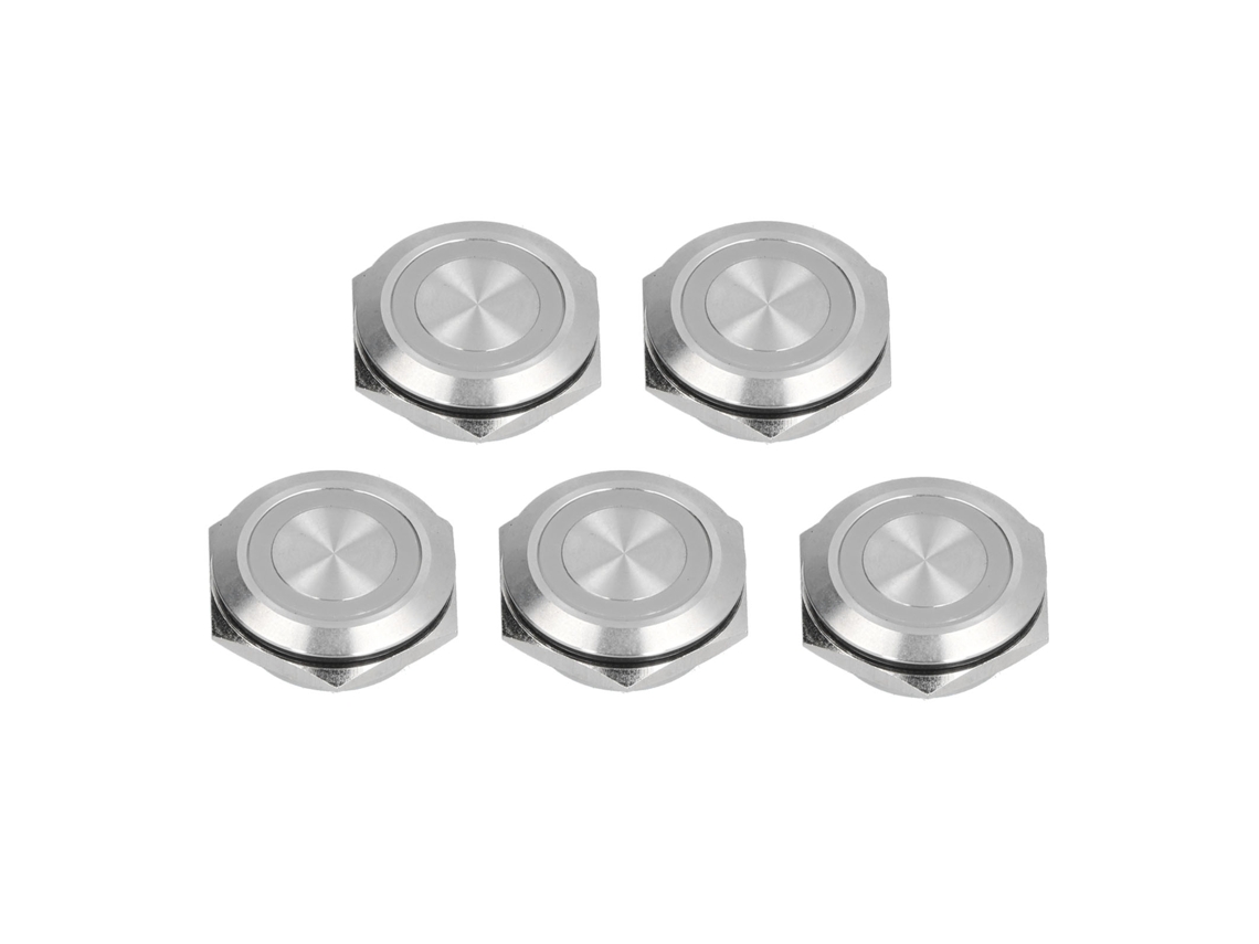5 Pulsadores Momentáneos Metálicos Con Reinicio Automático, Ultrafinos E Impermeables Con Led, 25 Mm, Dc12~24v, Color Blanco.