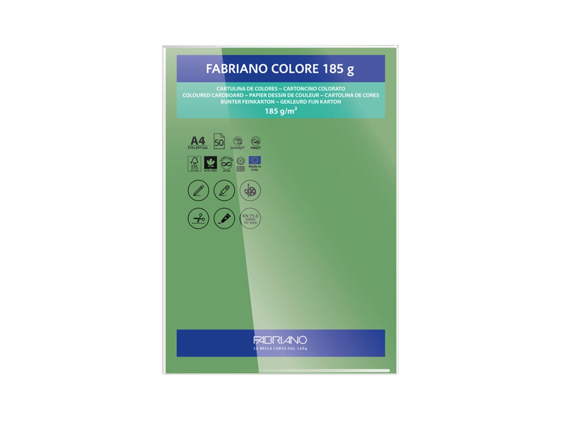 FABRIANO Cartulina A4 185 g/m² Verde Intenso 50 Hojas