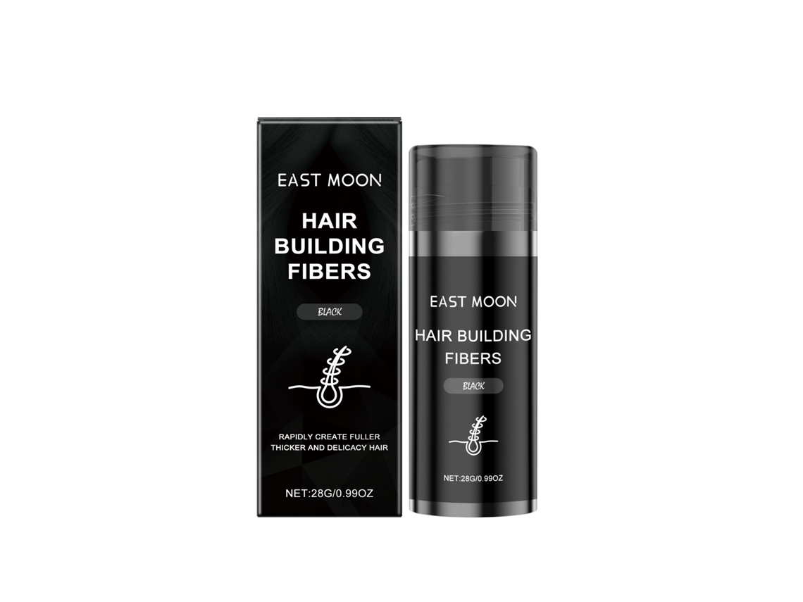 Polvo de fibra capilar negra para un cabello natural y fuerte.
