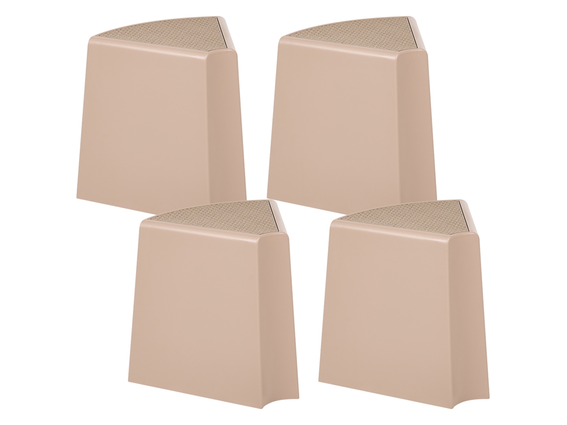 Conjunto De 4 Tamboretes De Jardim Beliani Evros De Abs (material Sintético Duradouro) Creme 43x35x45