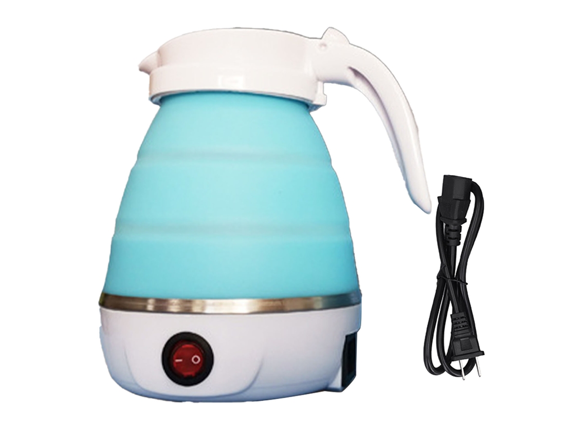 Hervidor Eléctrico Plegable De 600 Ml, De Silicona, Anti-quemaduras, Portátil, Para Viajes, 110 V, 400 W, Azul, Enchufe Estadounidense.