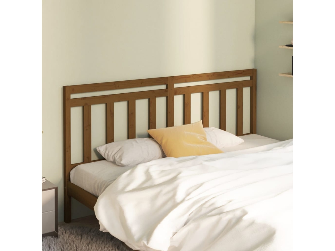 Cabecero De Cama Madera Maciza De Pino Marrón Miel 206x4x100 Cm