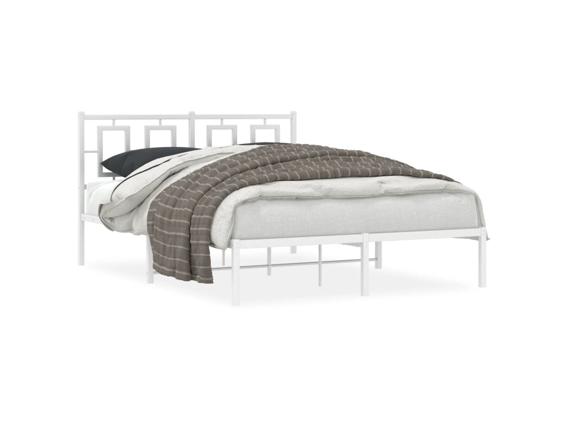 Maison Exclusive - Estructura Cama Sin Colchón Con Cabecero Metal Blanco 140x200cm