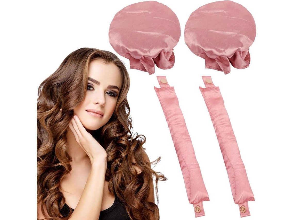 Kit De Rizador De Pelo Sin Calor De 4 Piezas Con Redecilla, Herramientas Para Peinar El Cabello En Casa (rosa)