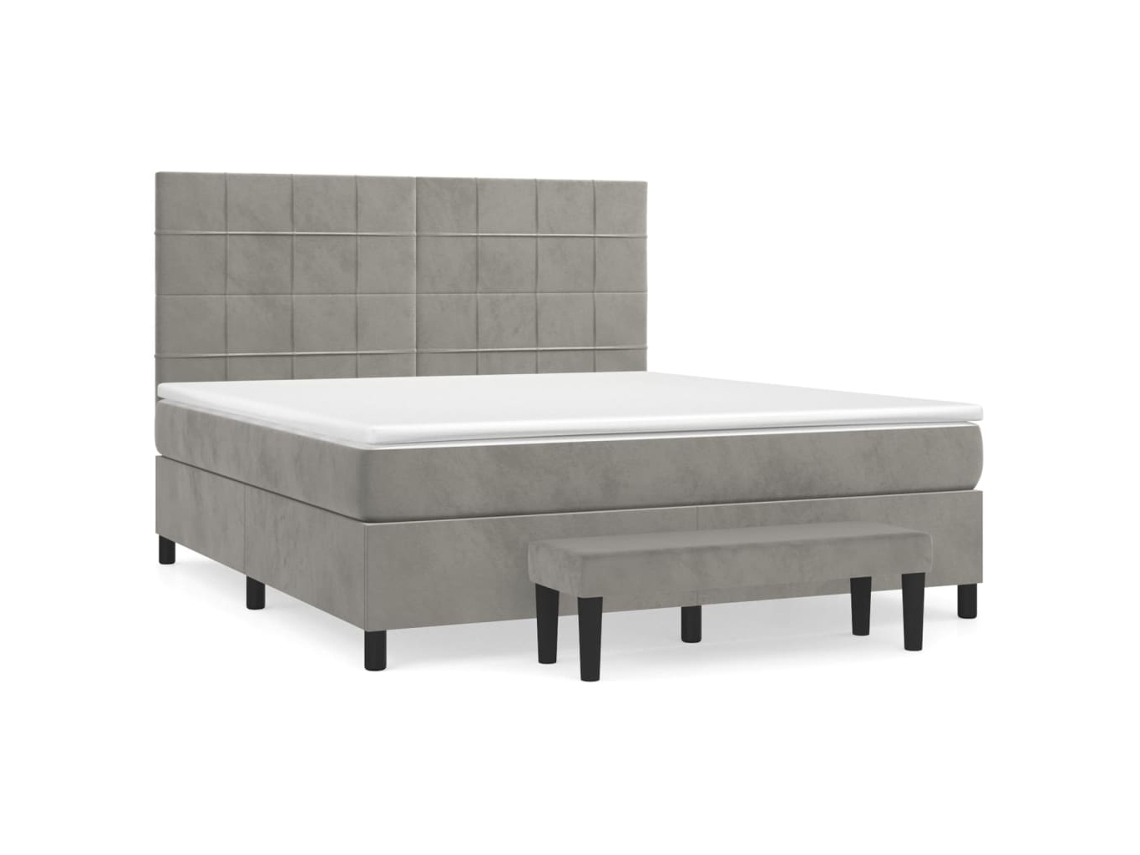 Maison Exclusive - Cama Box Spring Con Colchón Terciopelo Gris Claro 180x200 Cm