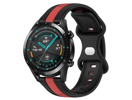 Correa de reloj inteligente para Huawei GT2 46 mm 20 mm Hebilla de mariposa de silicona bicolor (negro + rojo)