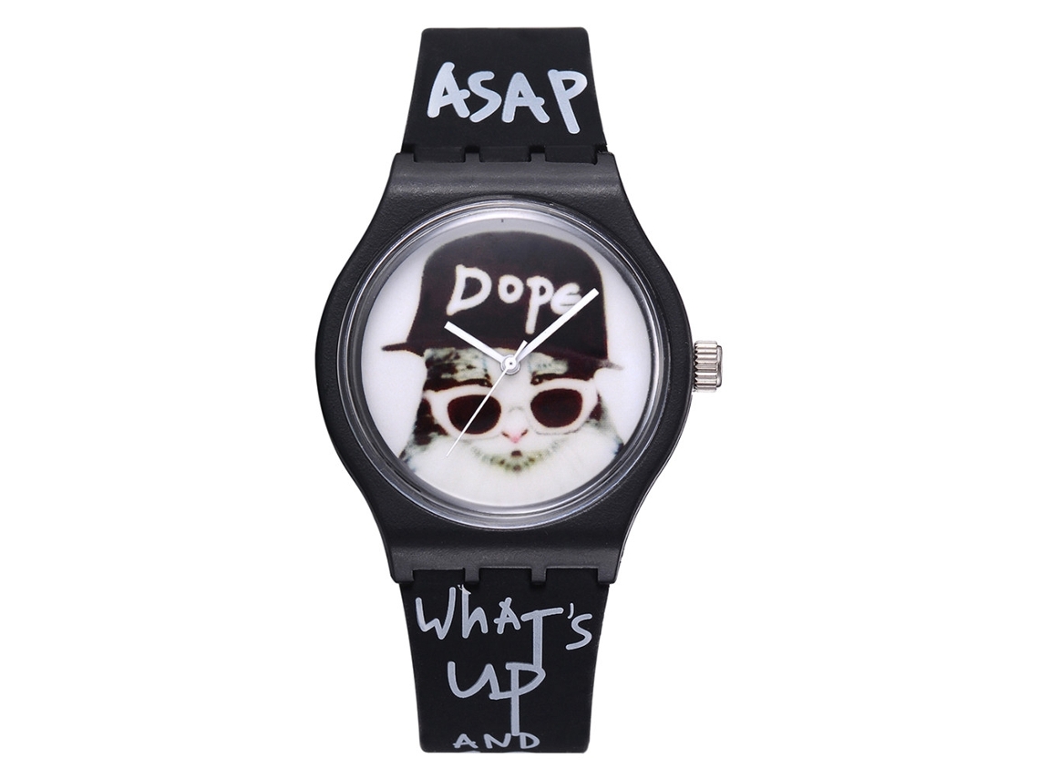 Reloj Casual Para Mujer Con Bonito Estampado Navideño, Correa De Cuero, Analógico, Azul Cielo.