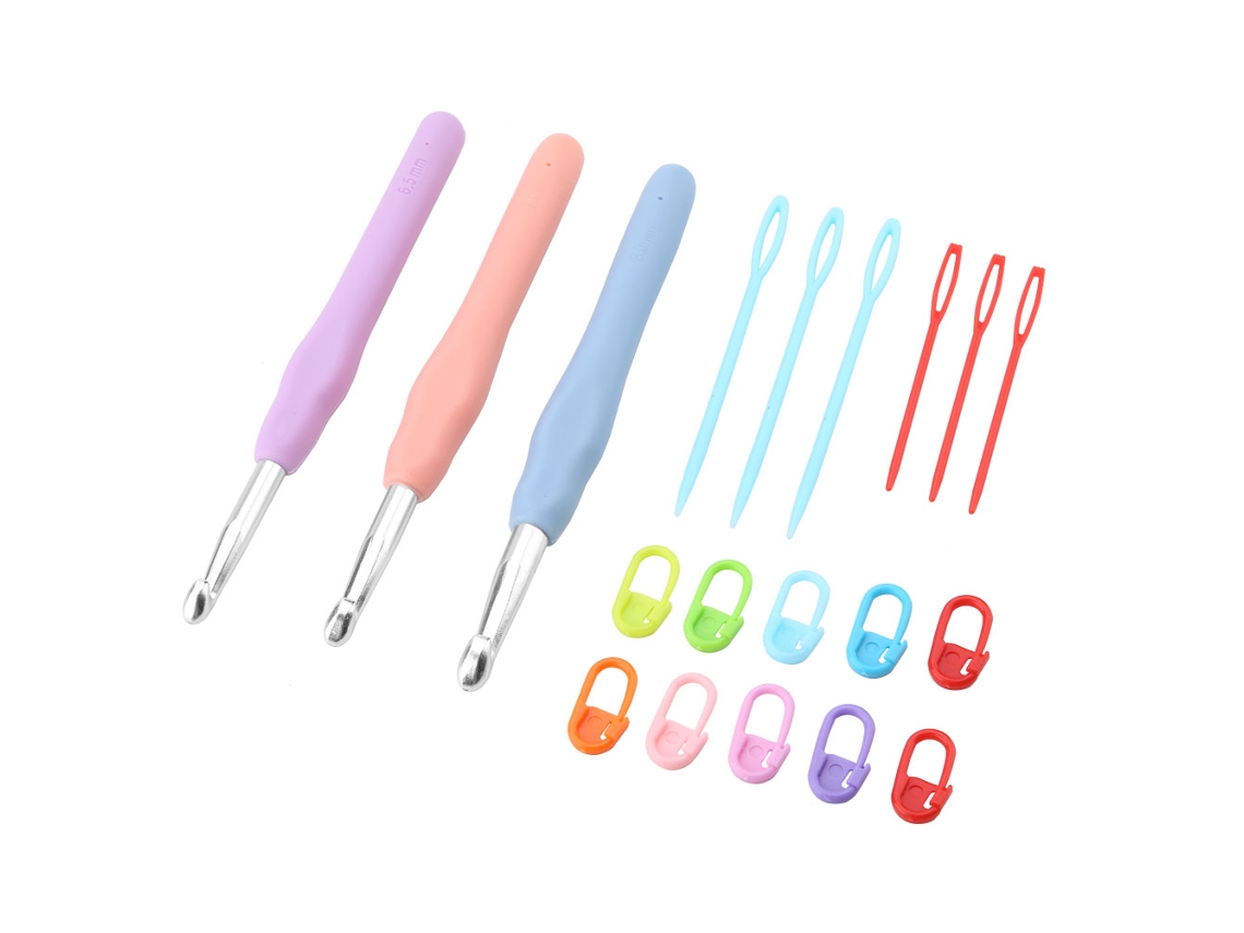 Agujas de crochet Crochet Delight de varios tamaños para tus manualidades, de aluminio ligero y duradero que garantiza un deslizamiento suave del hilo, juego de 19
