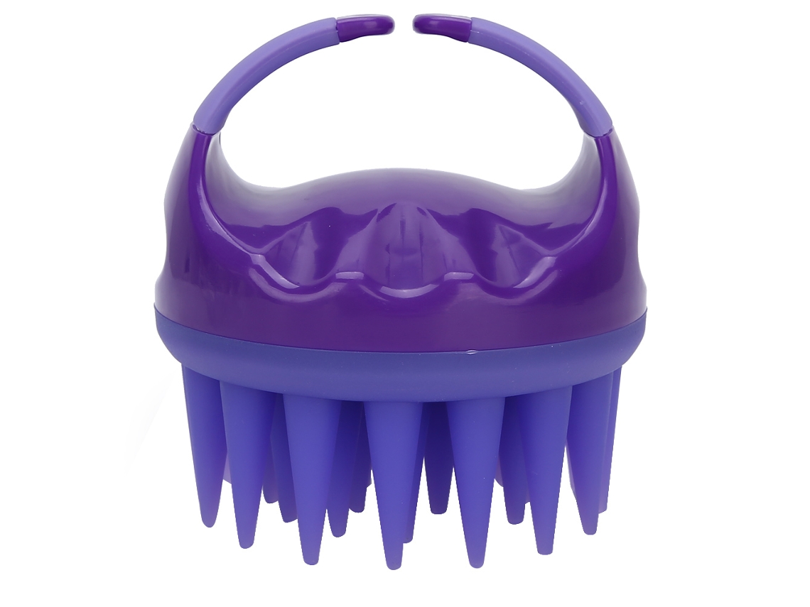 Cepillo De Champú Portátil Para Pelo Cepillo De Limpieza De Cabeza Peine De Masaje Capilar Morado