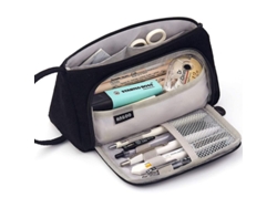 Estuche de lona de gran capacidad, modelo 2026, ideal para estudiantes y viajes, con bolsillo frontal y cremalleras laterales y superiores.
