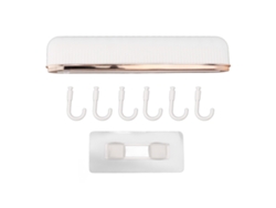 Ganchos de pared ABS, 6 ganchos, 1 riel, fácil de instalar, resistente, duradero, para cocina, toallas, abrigos y sombreros.
