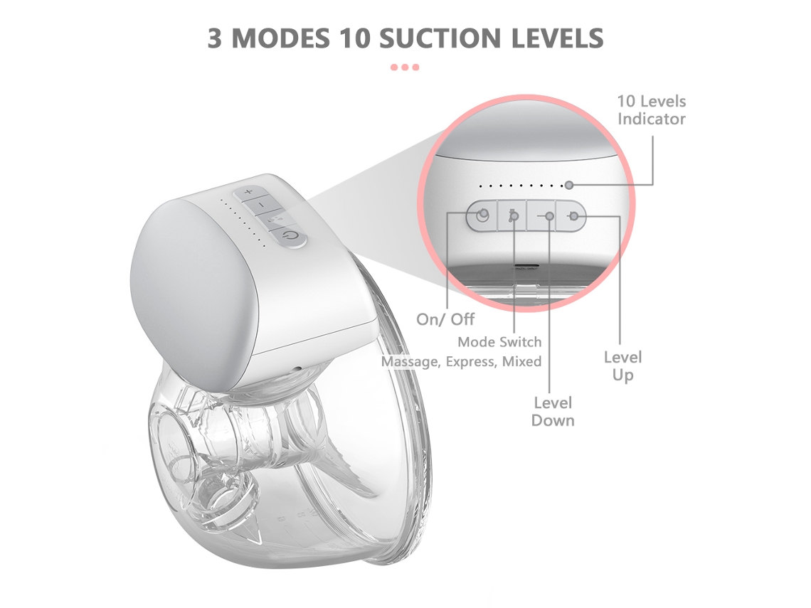 Extractor De Leche Eléctrico Inalámbrico Portátil, Manos Libres, 3 Modos, 10 Niveles, 24 Mm, 240 Ml