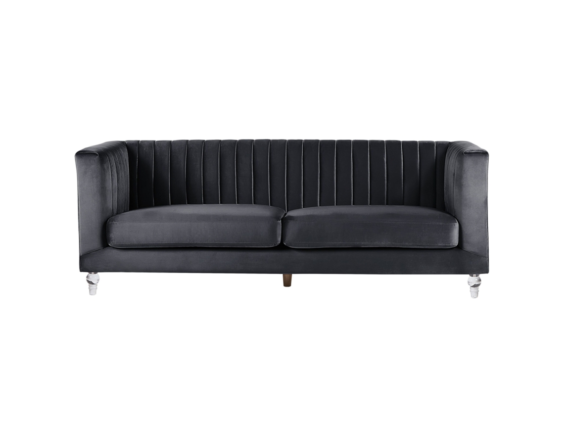 Sofá de 3 plazas BELIANI Arvika de Terciopelo Negro 204x78x75