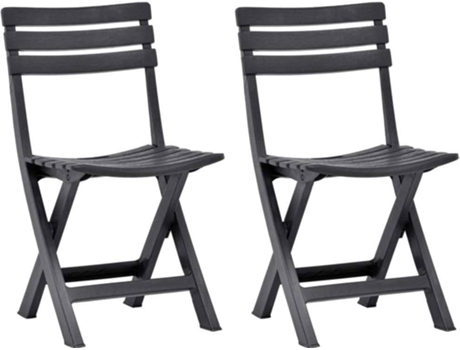 Conjunto 2 Silla de exterior VIDAXL Antracita Plástico (44x41x78 cm)