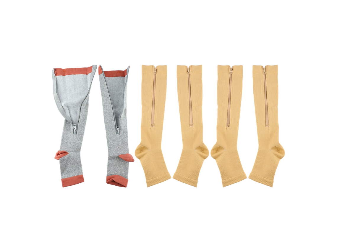 3 Pares De Calcetines De Compresión Con Cremallera Y Puntera Abierta Hasta La Pantorrilla Para Deporte, Para Hombre Y Mujer, Talla Xxl