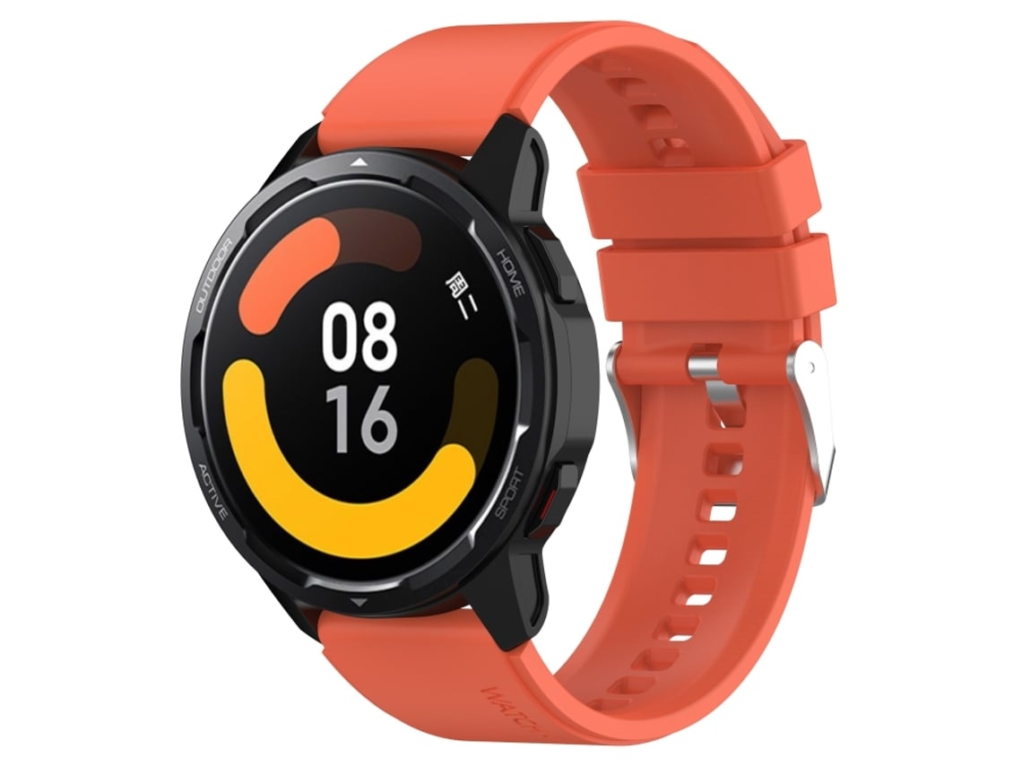 Bracelete Para Samsung Galaxy Watch 3 (45mm) - Silicone Com Cabeça Saliente - Fivela Prata (22mm) - Laranja